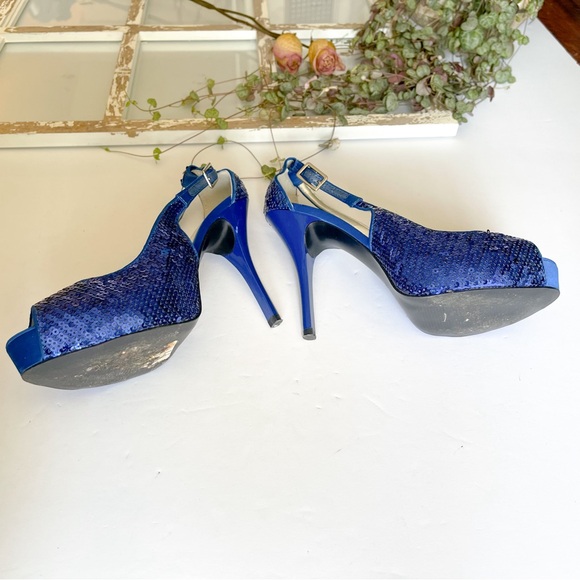 NEW Guess Blue Sequin Heels - Picture 6 of 6